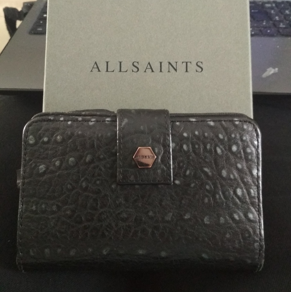 Allsaints black leather wallet